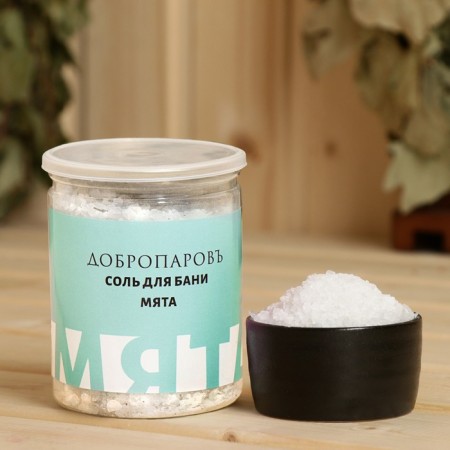 Salt for a bath with herbs "Mint" in a transparent bank, 400 grams-1
