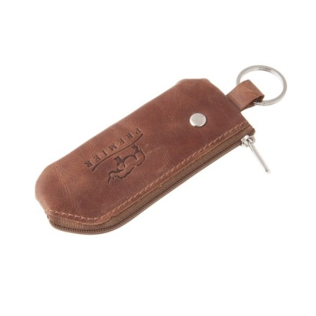 Key of zipper, length 12 cm, brown color