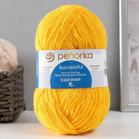 Yarn "Successful" 50% wool, 50% acrylic 250m/100g (12-yellow)-1