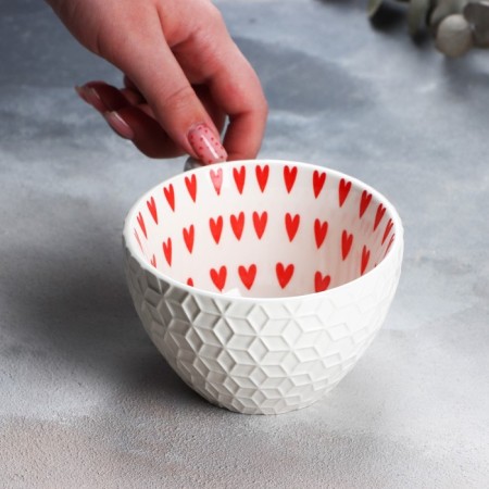 Ceramic mug "hearts", 290 ml, white color-5