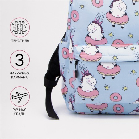 School backpack from lightning textiles, external pocket, pencil case, blue color-2