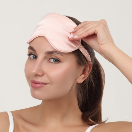 Silk sleep mask, 20 × 10.5 cm, elastic band is single, pink color-1