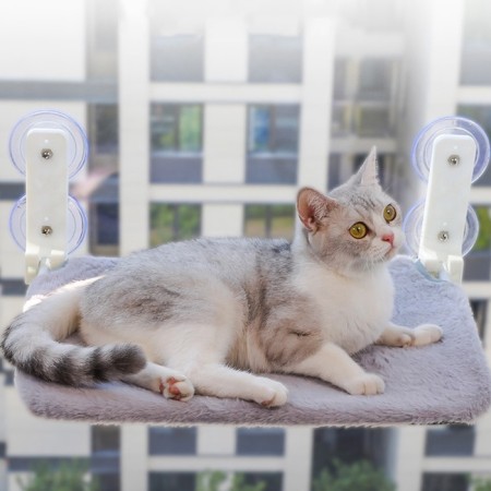Gamak for a cat on a window, 45*30 cm, weight up to 6 kg, bag, gray