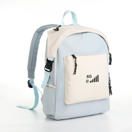 Young backpack from textiles on lightning, 5 pockets, blue color-2