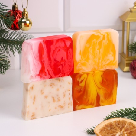New Year. A set of soap 4 pcs "Red wine, coffee, vanilla-ovesta, tangerine" for 80 g-1