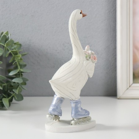 Polystone souvenir "Goose on rollers, with a bouquet" 9.5x6.5x18.5 cm-2
