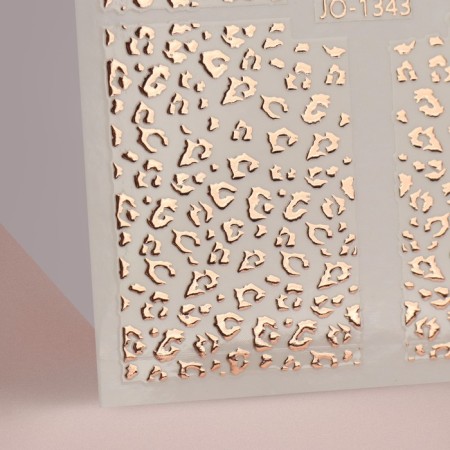 Leopard nail stickers, foil, pink gold color-2