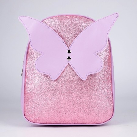 Baby backpack for girls with sparkles "Butterfly", removable elements, 27x23x10 cm-1