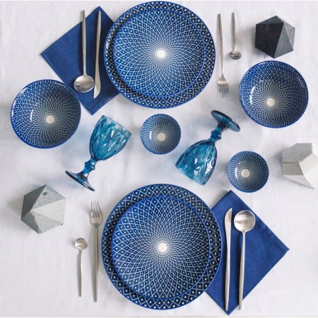 Poramic plate "Boda", d = 22 cm, blue color-9