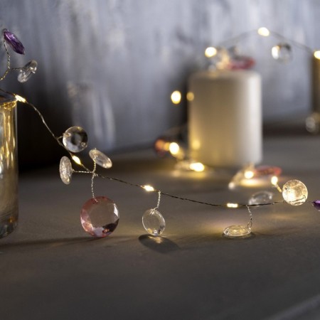 Garland “thread” 2 m Rosa with nozzles “petals”, IP20, silver thread, 40 LED, glow warm white, AAX3-1