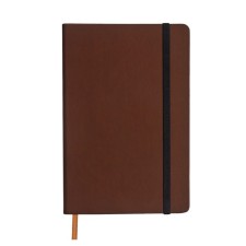 Deliciper of Leduced A5, 160 sheets MEGAPOLIS VELVET, hard cover, artificial leather, lies, on an elastic band, tinted block 70 g/m2, brown