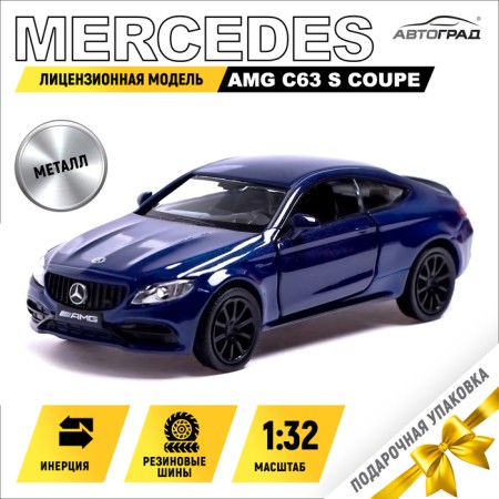 Metal Mercedes-AMG C63 S Coupe, 1:32, doors, inertia, blue color open