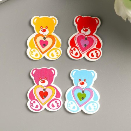A set of buttons of decorative wood "Bear" (set of 8 pcs) 3x4 cm