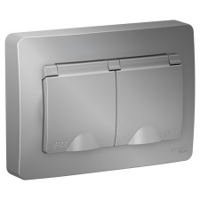 Double SE BLANCA, 16A, 250V, all, with salary, curtains, lid, IP44, alumin., Blnrs441123