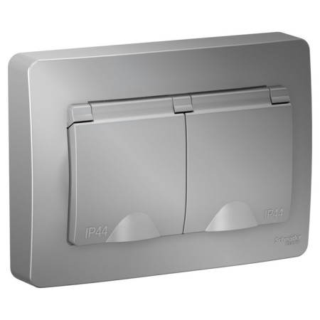 Double SE BLANCA, 16A, 250V, all, with salary, curtains, lid, IP44, alumin., Blnrs441123