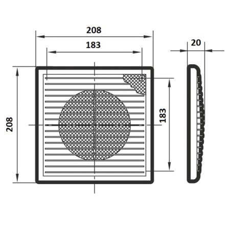 Ventilation grate Era 2121 p, 208x208 mm, with a grid, detachable-4
