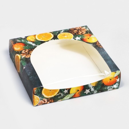 Folding box "Mandarins", 20 x 20 x 5 cm, New Year-1