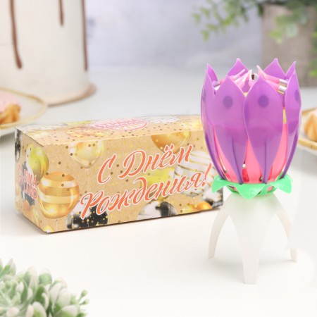 Candle for Cake Musical "Tulip", purple, 12 × 5 cm