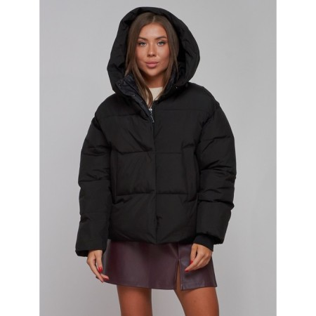 Winter jacket female, size 50, black color-4