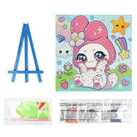 Set for children's creativity, diamond mosaic "Kawaii Bunny", 20 × 20 cm-1