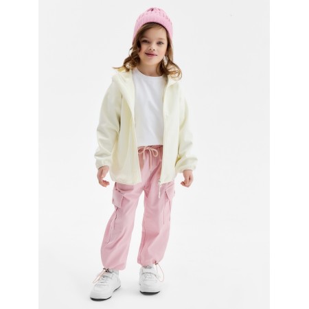 Demisason windbreaker for girls Minaku from SoftShell on fleece, waterproof, light gray, height 134 cm-2