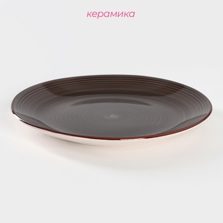 Board ceramic dinner shade "Sea World", d = 27 cm, brown color-1