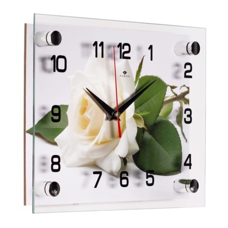 Watching clock, interior "white rose", silent, 20 x 25 cm, aa-1