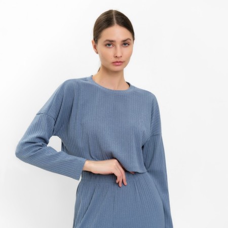 Female set (longshit, trousers) minku: casual collection color gray-blue, river 48-1