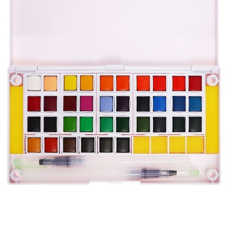 Watercolor paints, + 2 pieces of brushes, in a plastic box, 36 colors-4