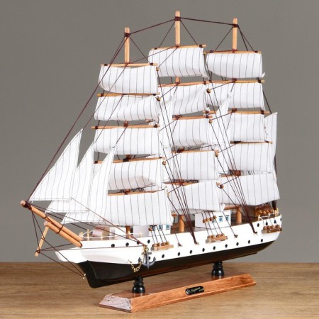Souvenir ship large "Denmark", white sides, white sails with stripes, 65x65x10 cm-2
