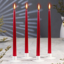 A set of antique candles, 2.2x 30 cm, 4 pieces, ruby ​​metallic