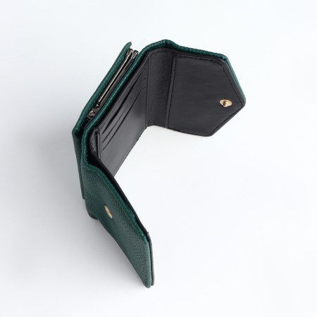 Women's wallet on the button, green color-5