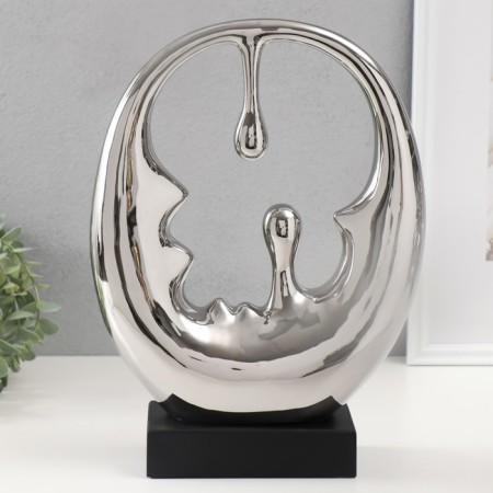 Souvenir Ceramics "Abstraction. Drops" silver 8.8x24x34.5 cm