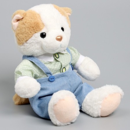 Soft toy "Little Friend", a cat in a blue overalls-3