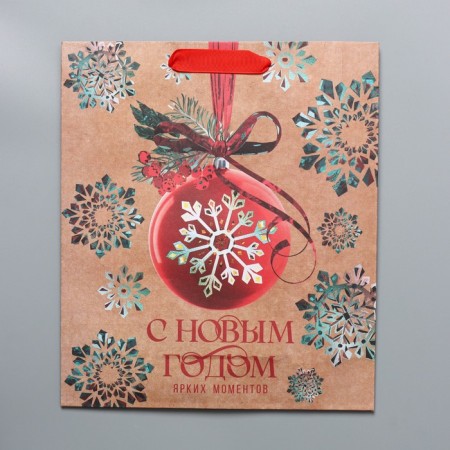 Craft vertical “Snowflake” package, m 26 x 30 x 9 cm, new year-4