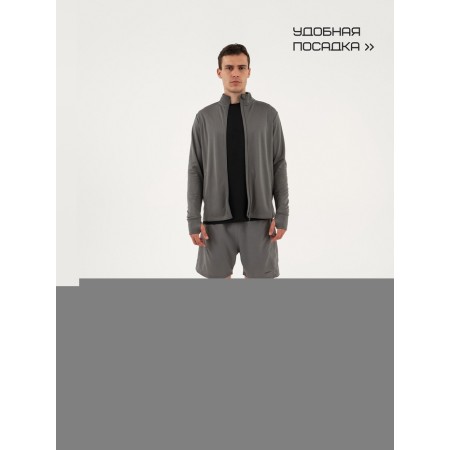 Long -line male Resport, on a zipper, p. 50, the color is gray, basic, with a long sleeve-1