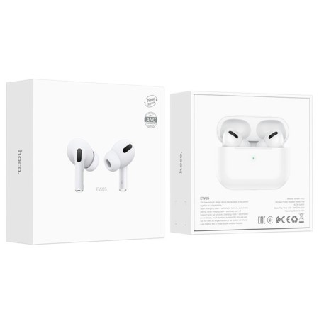 Hoco EW05, TWS headphones, wireless, vacuum, noise reduction, BT 5.1, 30/400 mAh, white-8