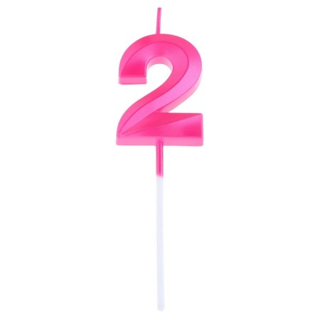 Candle in the cake on the skewer "Fine", the number "2", 5 cm, pink-2