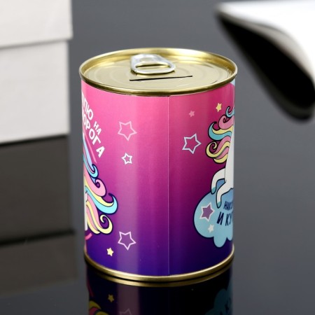 Pigging bank Metal "Smoking on a unicorn" 7.3x9.5 cm-4