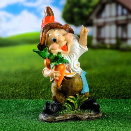 Garden figure "Dwarf with carrots", mix 19x38cm-5