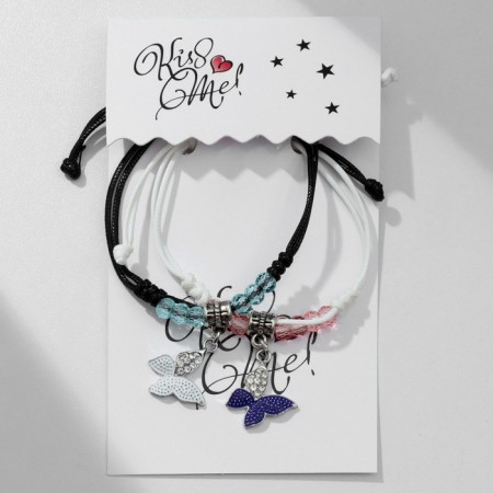 Bracelets "Demetrons" butterflies with beads, color, 8 cm-4