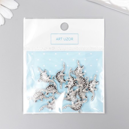 Decor for creativity Metal "Stegosavr" silver 2.6x1.2 cm-3