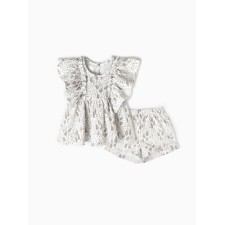 A set for a girl (blouse, shorts) minku, white color, height 68-74 cm