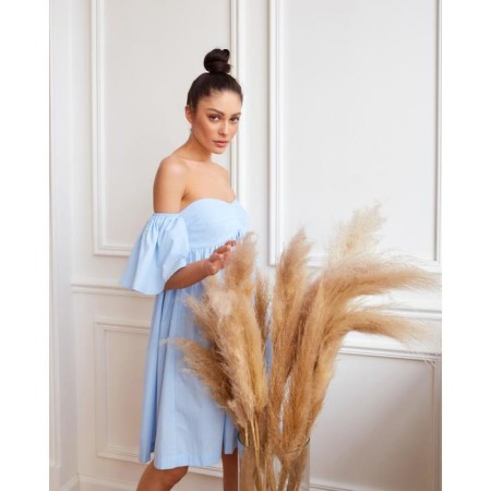 Dress with open shoulders MIST, size 48, blue color-6