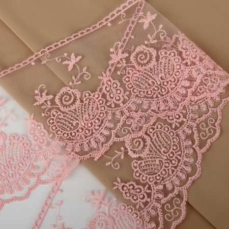 Lace on a grid, 125 mm × 11 ± 1 m, pale pink color-1
