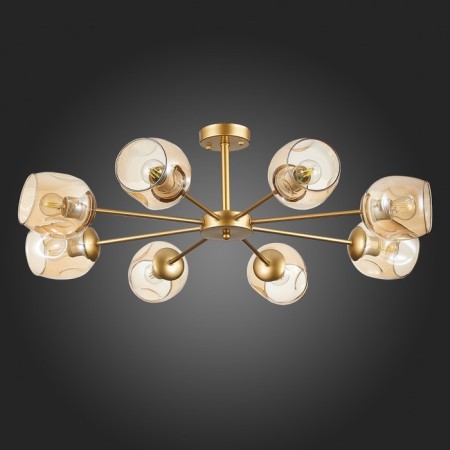 Ceiling EVOLUCE lamp. Sle155412-08. Pallo. 8x60 watts, E27, 90x90x25 cm, golden color-4