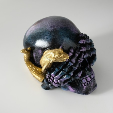 Polystone souvenir "Snake on the skull" 15x12.5x12 cm-5