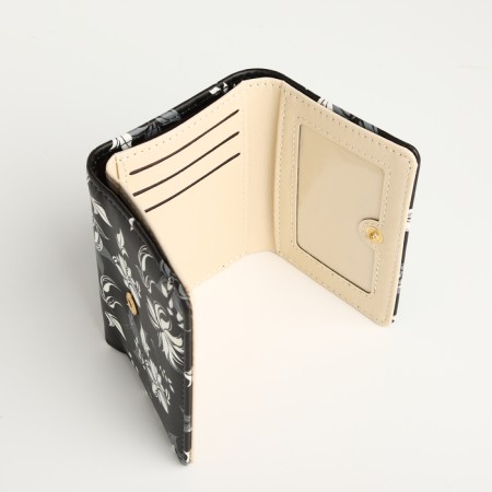 Women's wallet on the button, black color-3