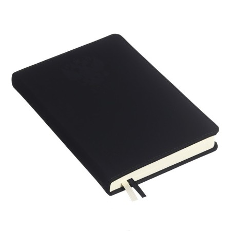 Dated diary 2024 A5 176 sheets, Devente.emblem, solid cover of artificial leather, lies, cream block 70 g/m2, black-1
