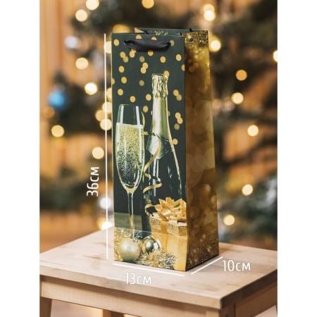 Package for the bottle "Festive night", 13 x 36 x 10 cm, New Year-7